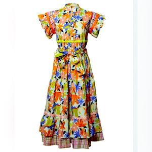 CeliaB Seren Midi Dress | Orange Blue Green - Boho Style - Multiple Sizes